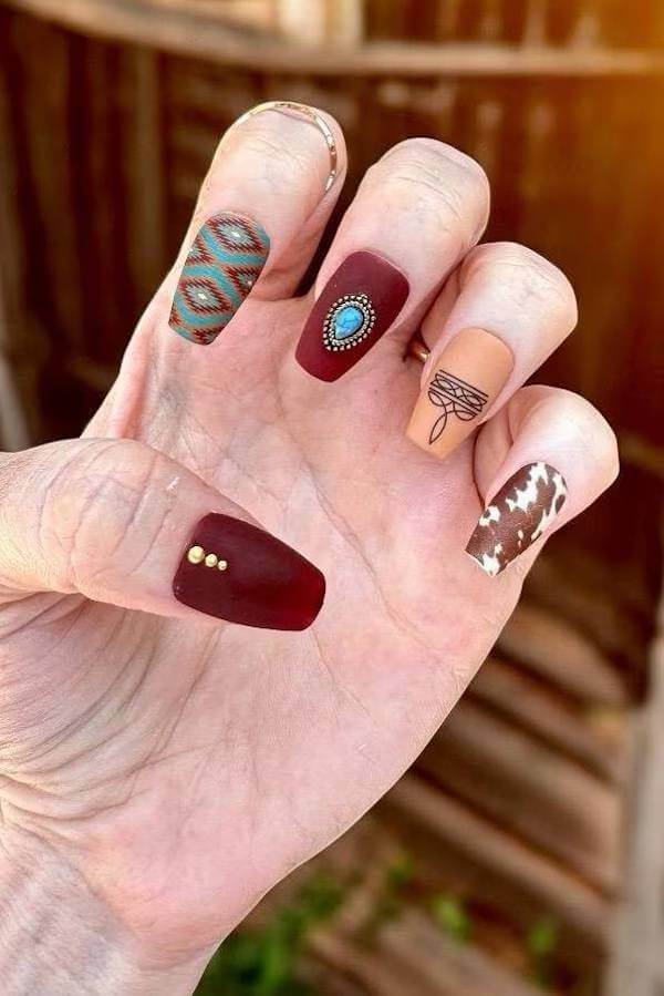 Rustic Tribal Accent Western Nails