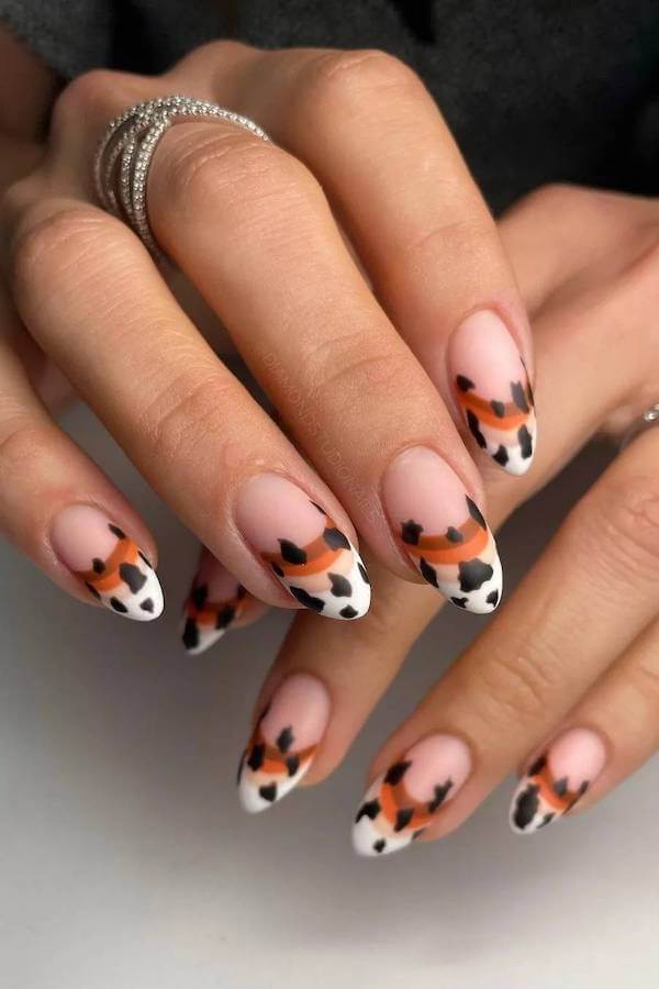 Simple Cow Print French Tips