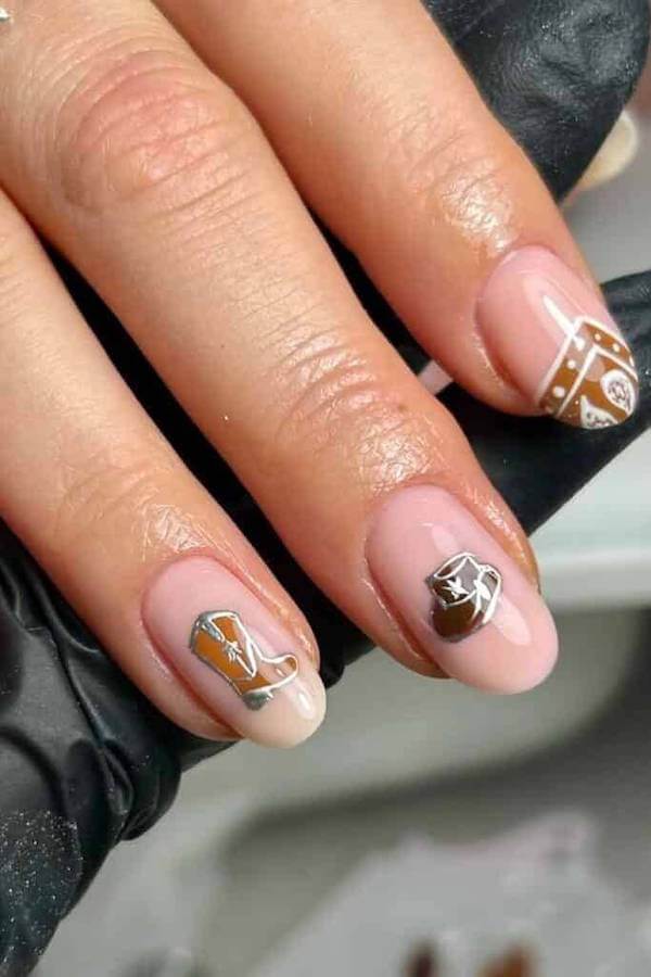 Cute Cowboy Boot Accent Nails