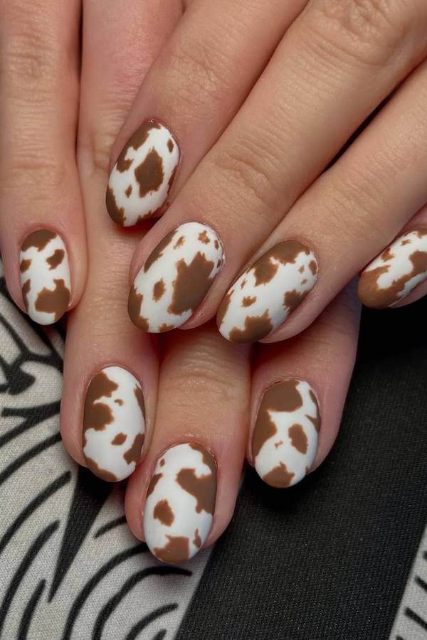 Classic Brown Cow Print Nails