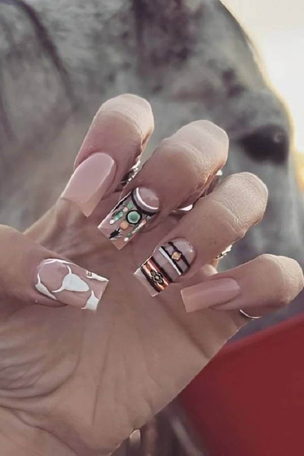 Aztec and Turquoise Accent Nails