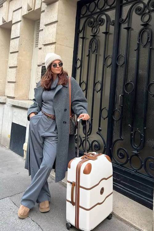 fall winter airport outfit