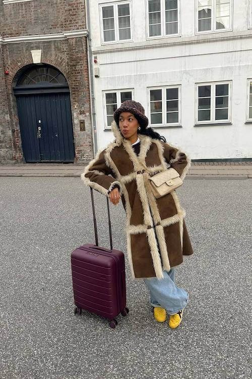 fall winter airport outfit