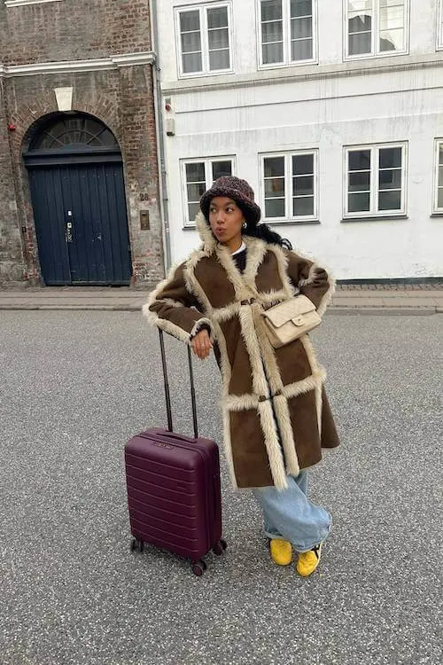 fall winter airport outfit