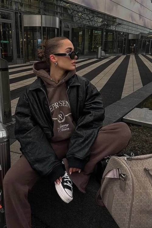 fall winter airport outfit