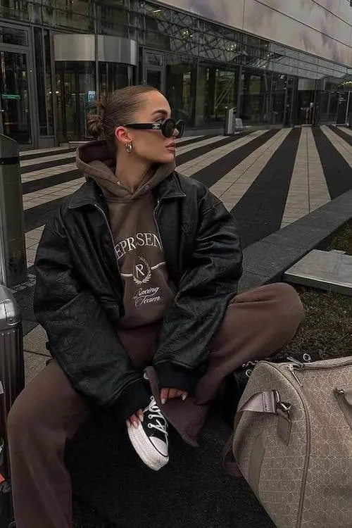 fall winter airport outfit