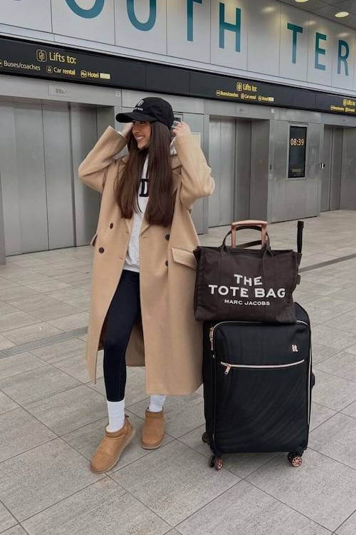 fall winter airport outfit