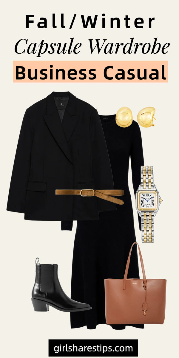 fall winter business casual capsule wardrobe collage