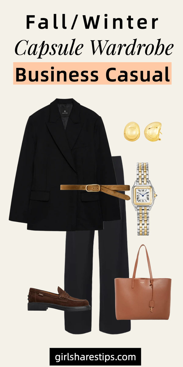 fall winter business casual capsule wardrobe collage