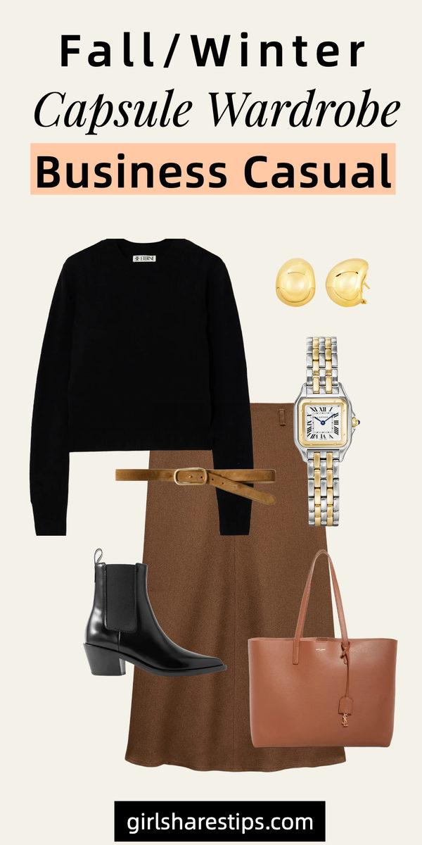fall winter business casual capsule wardrobe collage