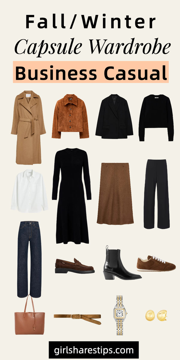 fall winter business casual capsule wardrobe collage
