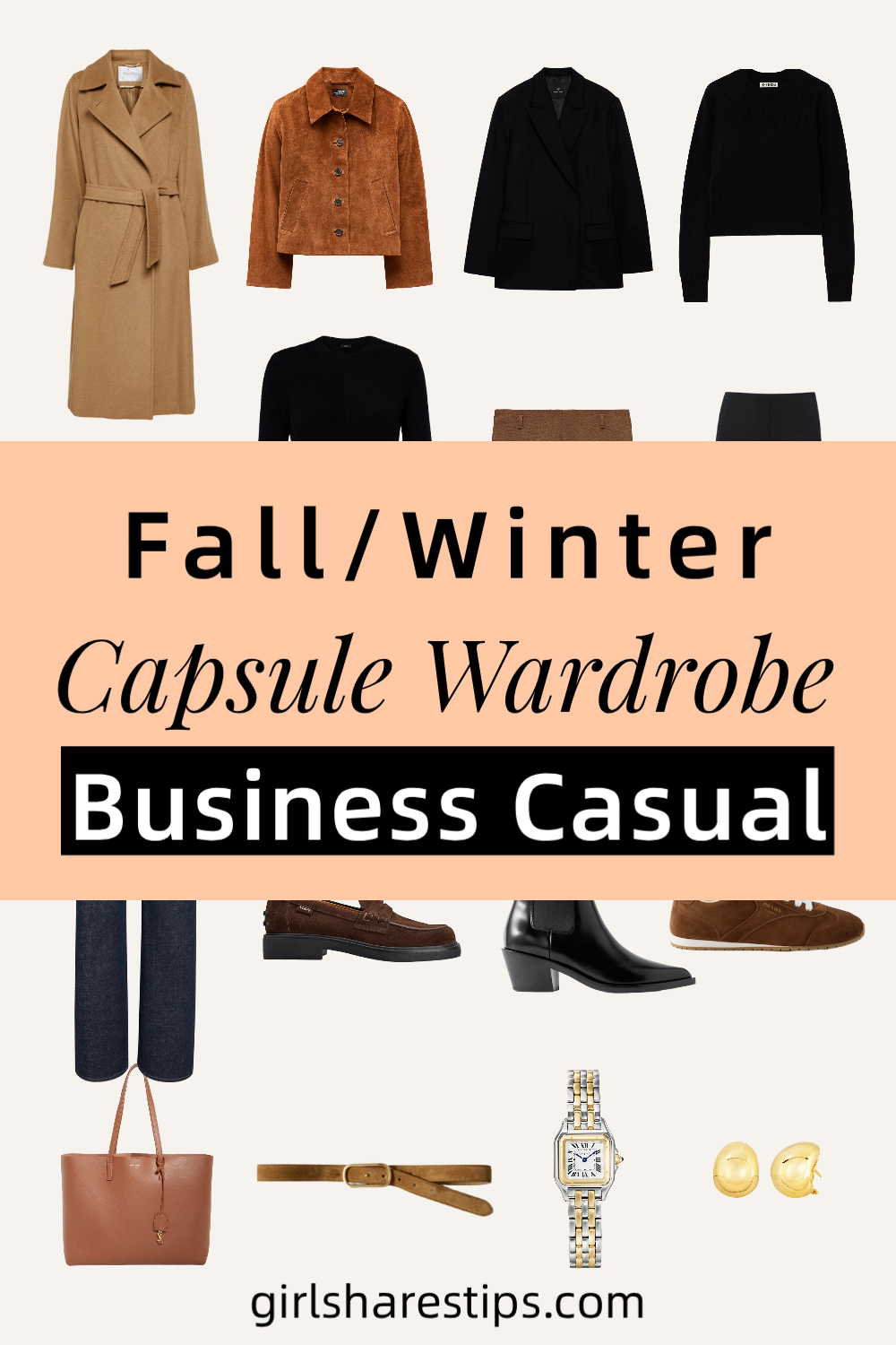 fall winter business casual capsule wardrobe collage
