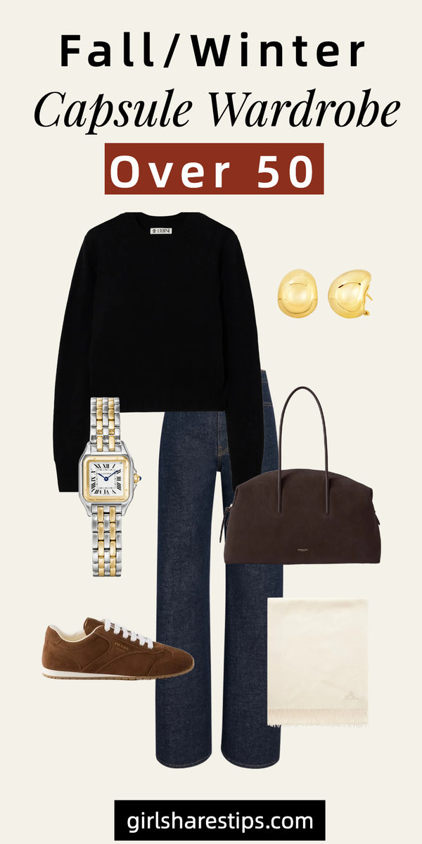 fall winter capsule wardrobe for women over 50 collage