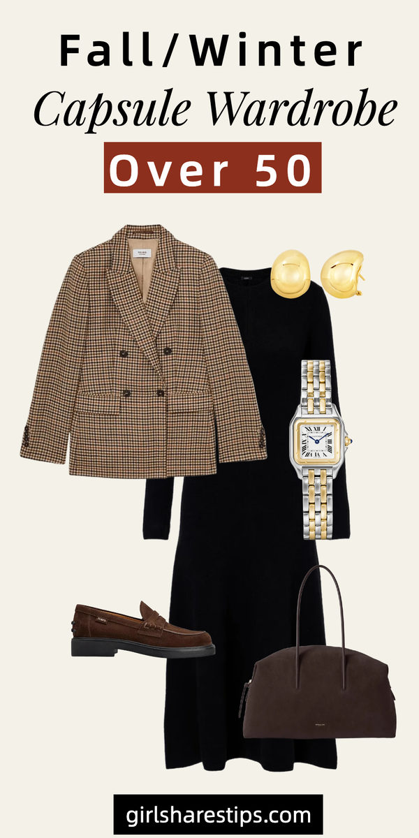 fall winter capsule wardrobe for women over 50 collage