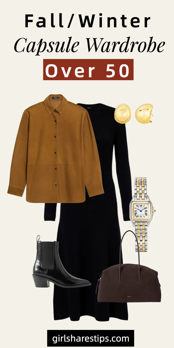 fall winter capsule wardrobe for women over 50 collage