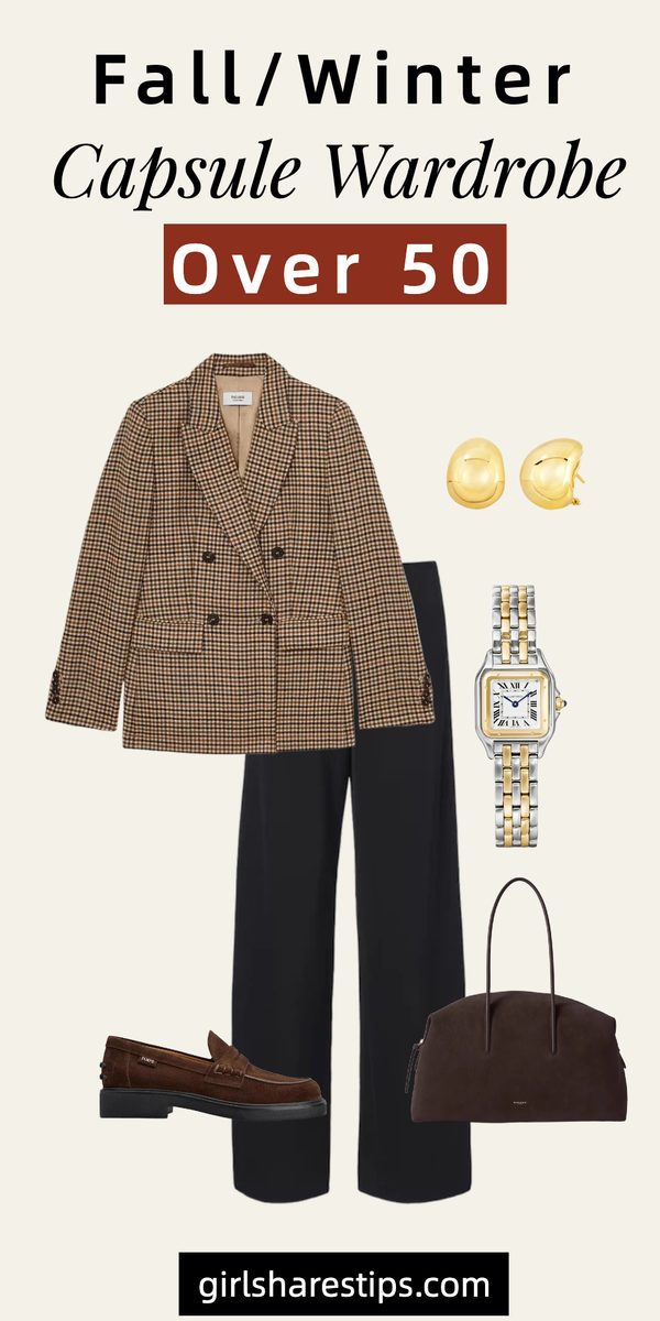 fall winter capsule wardrobe for women over 50 collage