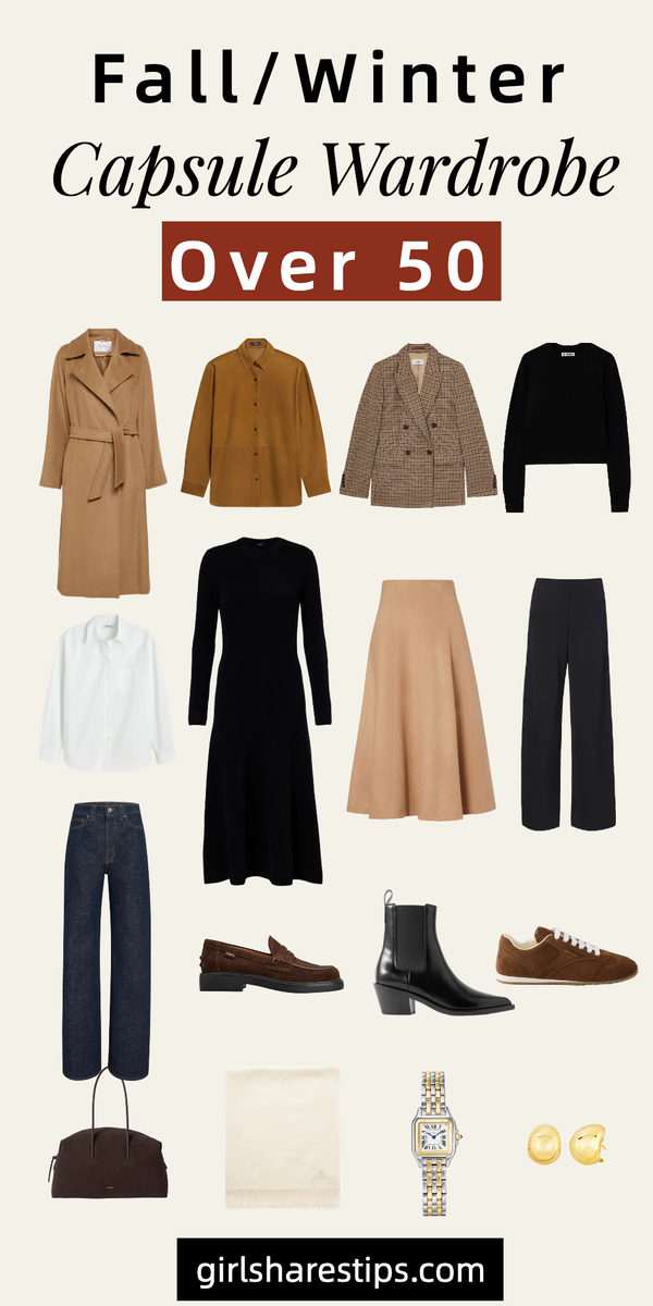 fall winter capsule wardrobe for women over 50 collage