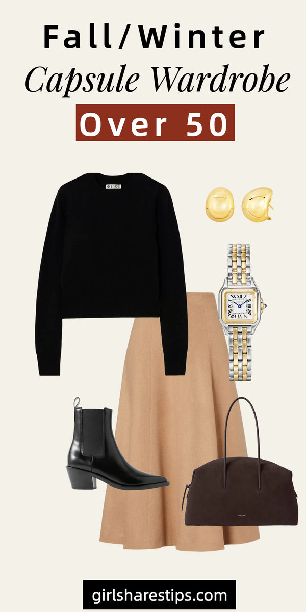 fall winter capsule wardrobe for women over 50 collage
