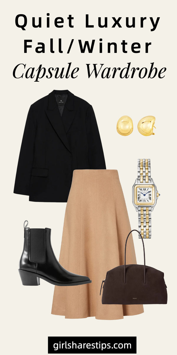 fall winter quiet luxury capsule wardrobe collage
