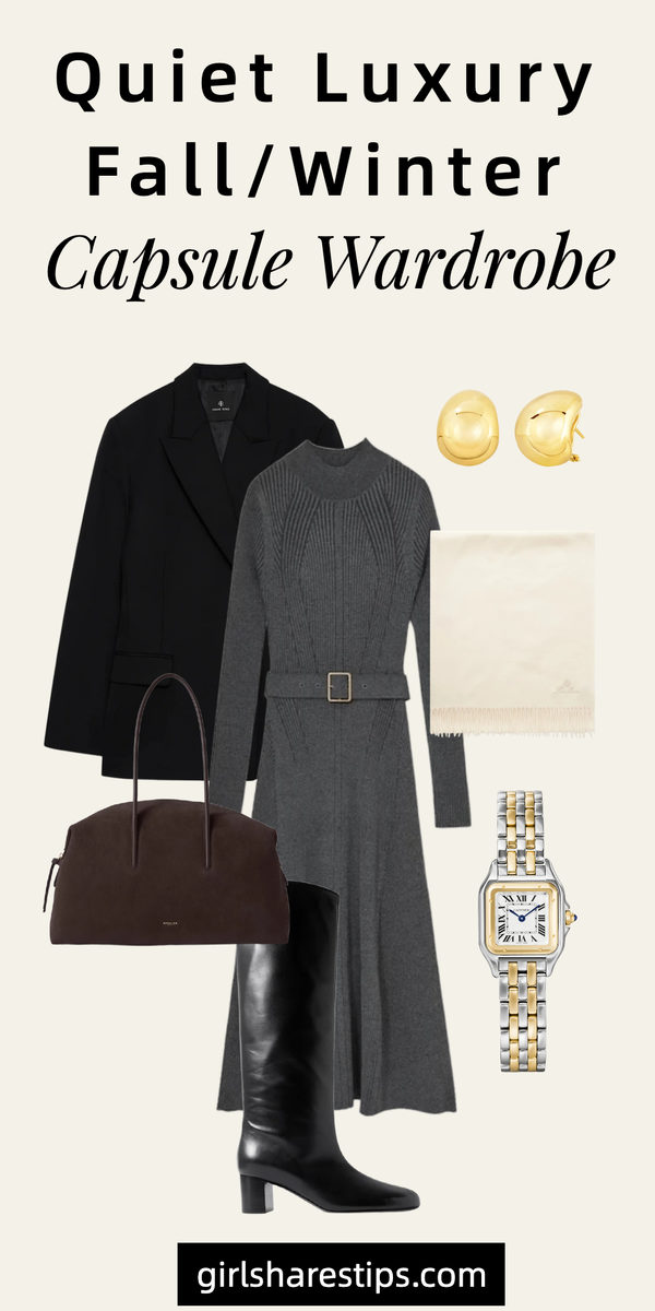 fall winter quiet luxury capsule wardrobe collage