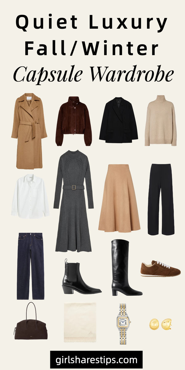 fall winter quiet luxury capsule wardrobe collage
