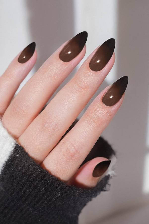 Chocolate Brown Almond Nails