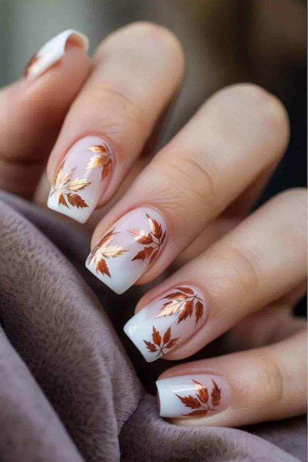Autumn Leaves French Nails