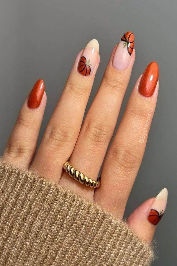 Pumpkin Fall Nail Art