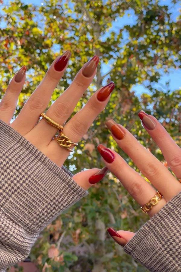 Multicolor Fall Ombre Nails