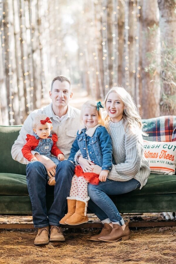 Rustic Outdoor Christmas Couch Portrait