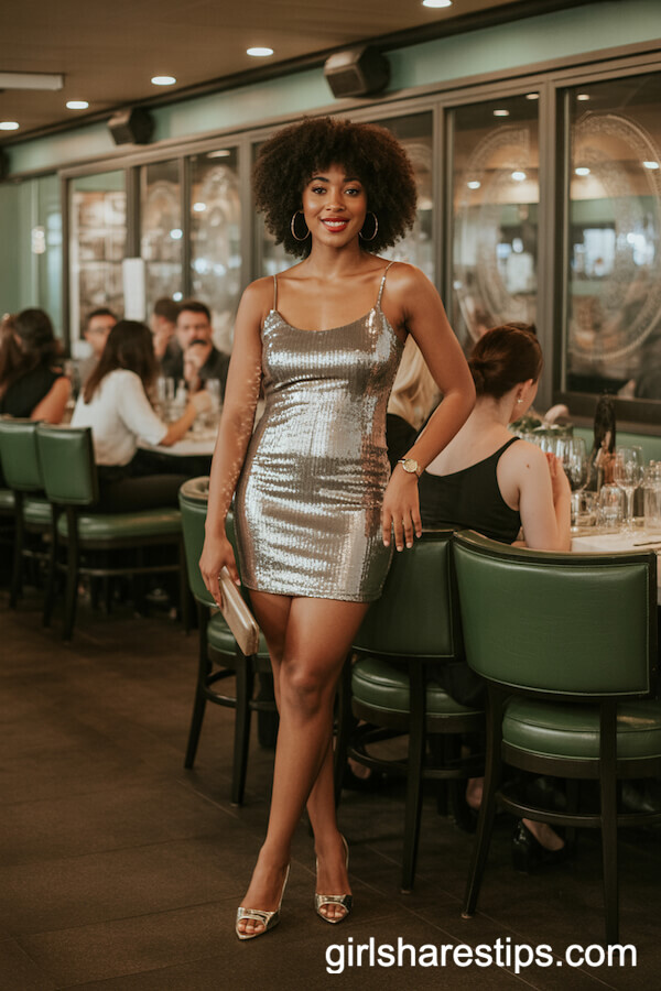 Silver Sequin Mini Dress Glam