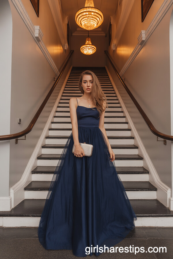 Floor-Length Navy Ballgown Style