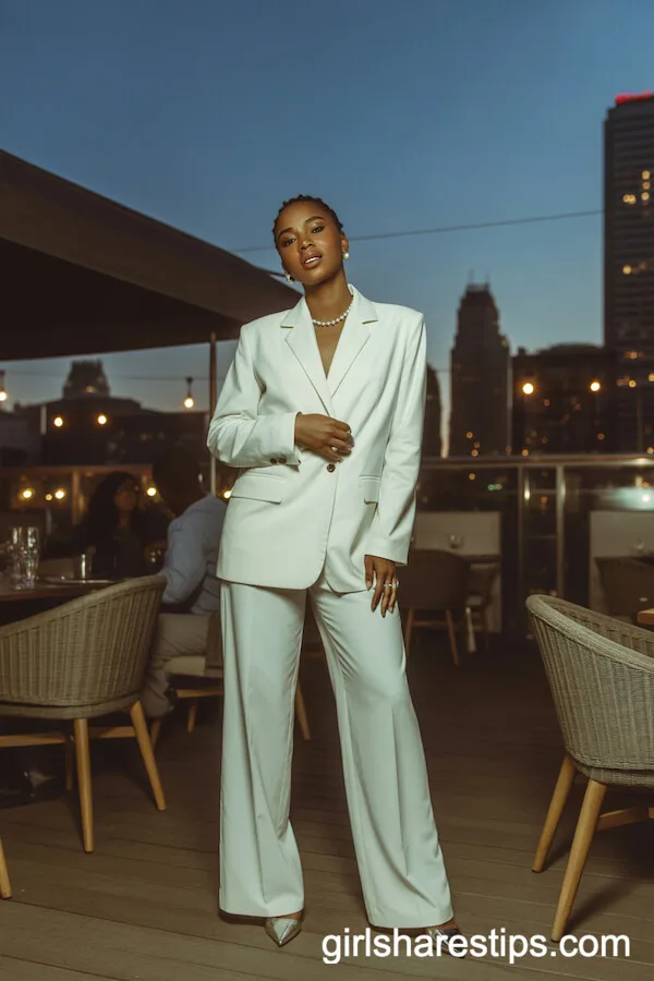 White Tailored Blazer and Trousers Ensemble