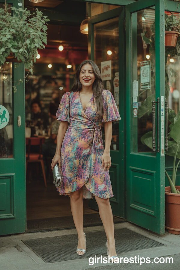 Colorful Printed Wrap Dress