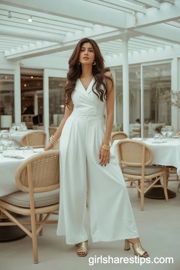 Crisp White Wide-Leg Jumpsuit Outfit