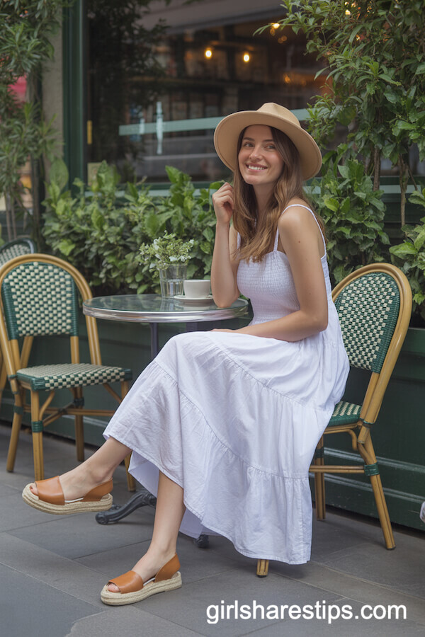 Flowy White Sundress with Espadrille Sandals