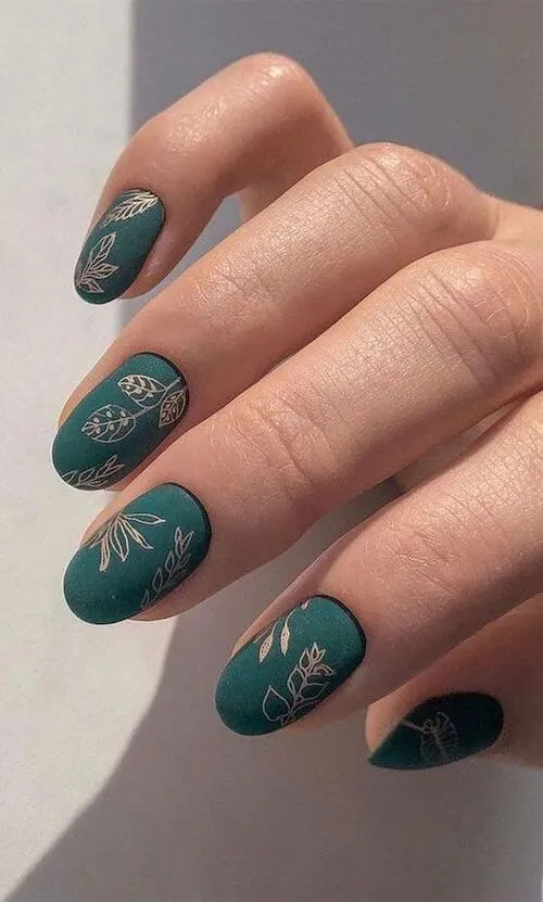 forest green nails designs