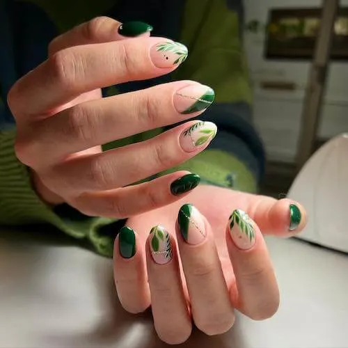 forest green nails designs