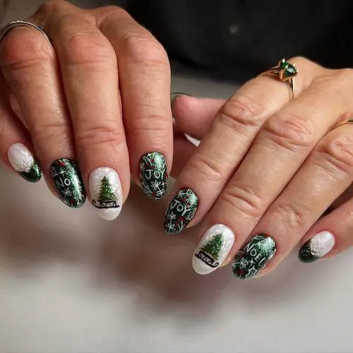 forest green nails designs