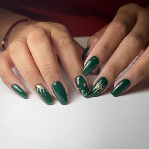 forest green nails designs