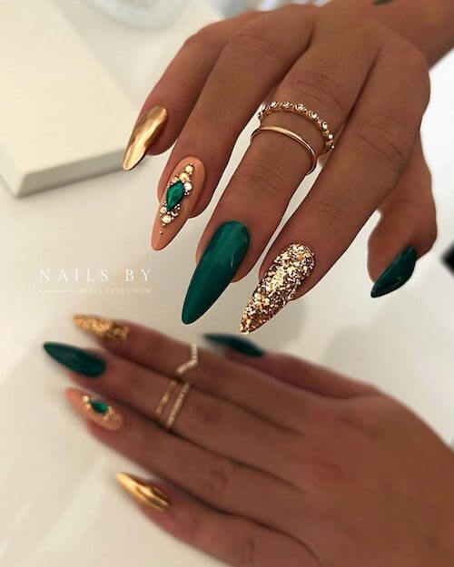 forest green nails designs