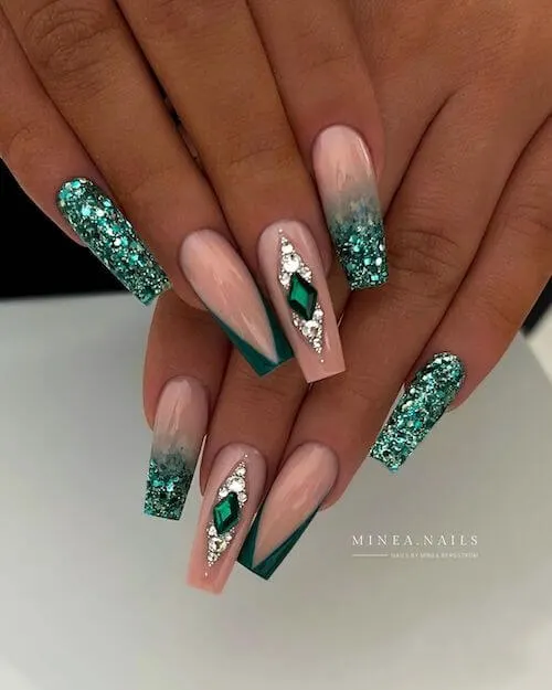 forest green nails designs