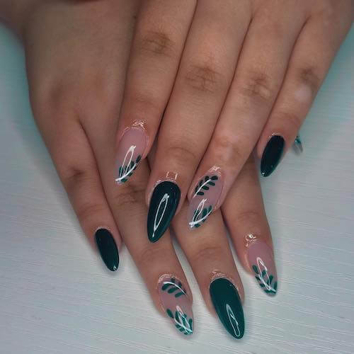 forest green nails designs