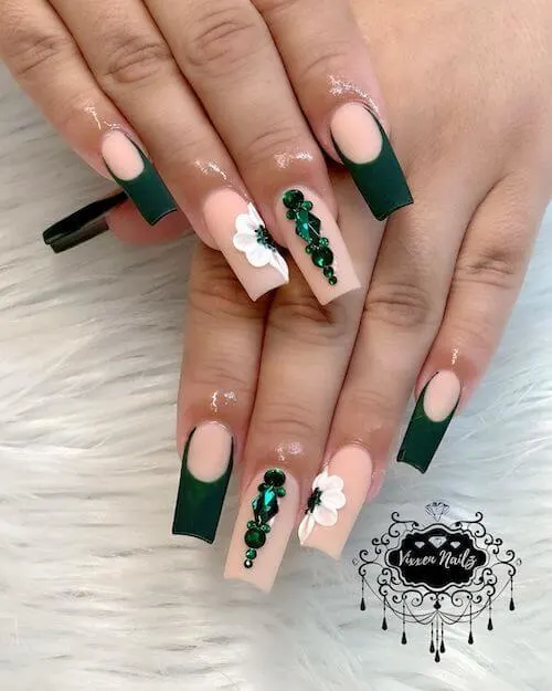 forest green nails designs