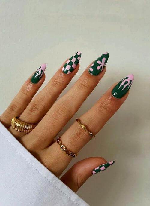 forest green nails designs