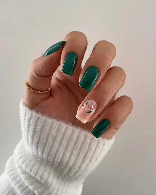 forest green nails designs