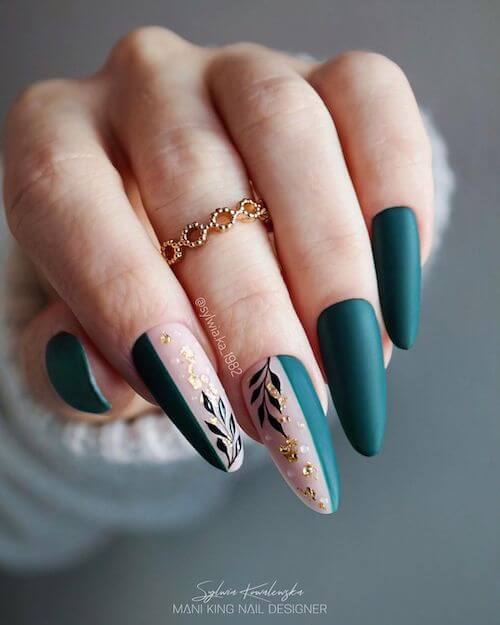 forest green nails designs