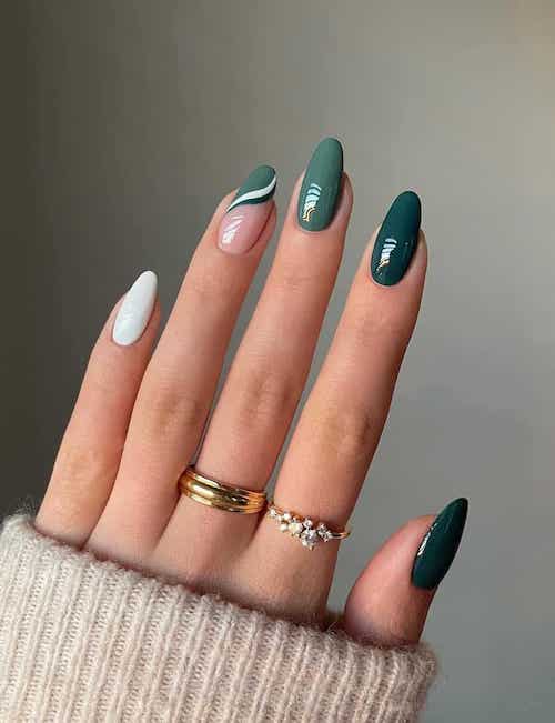 forest green nails designs