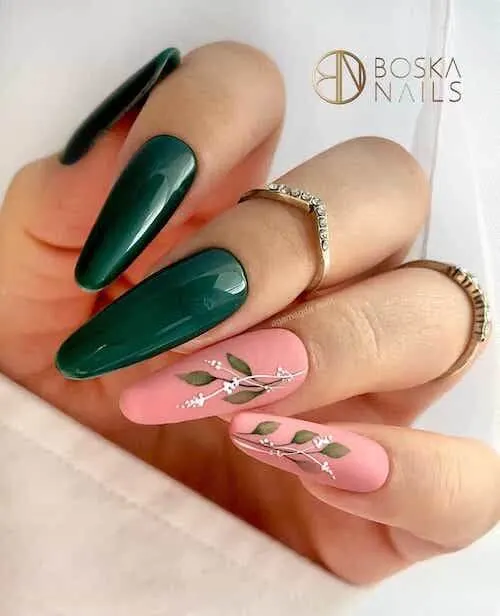 forest green nails designs