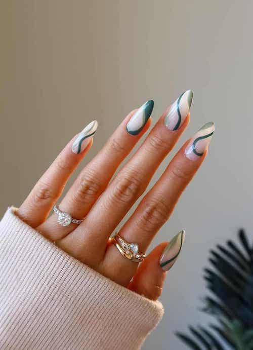 forest green nails designs